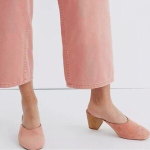 Madewell Miya Slip-on Block Heel Suede Mule shoes 9.5 blush pink